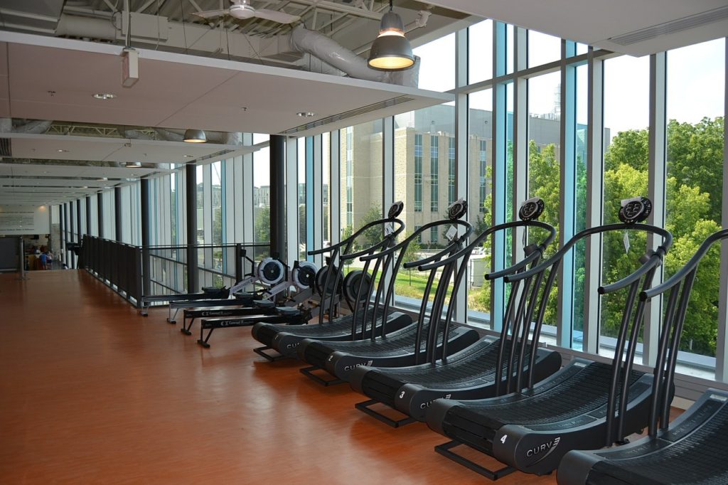 gym, exercise equipment, treamills